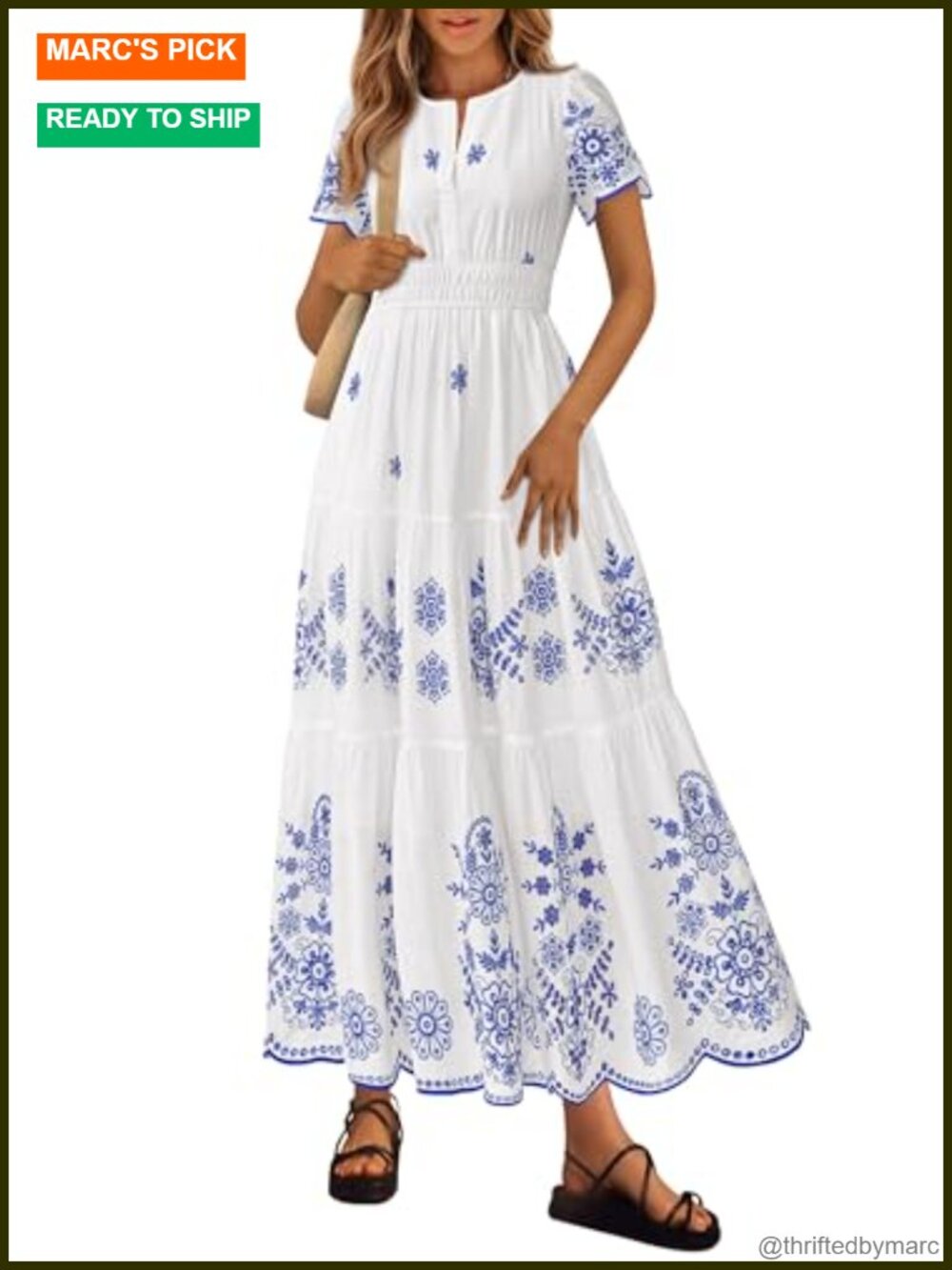 Floral Maxi Boho Dress V-Neck Short Sleeve Tiered Summer Beach